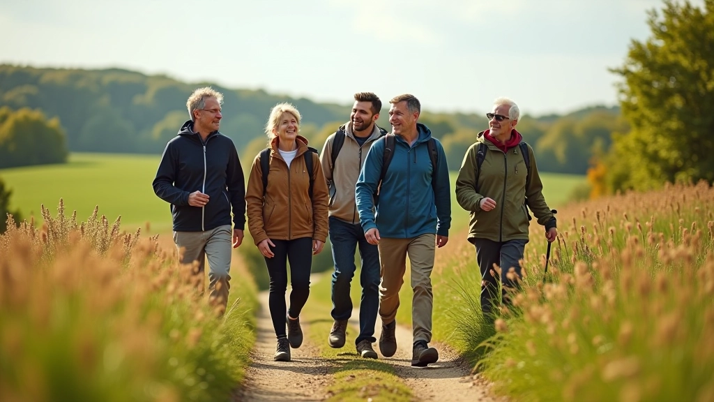 Walking group outdoors on a countryside trail
